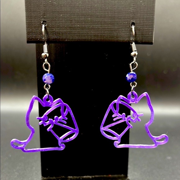 Purple Cat Earrings - Picture 3 of 6